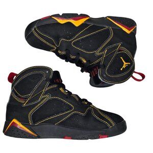 Kids Air Jordan 7 Retro Black/Yellow/Red Sneakers Size 13C